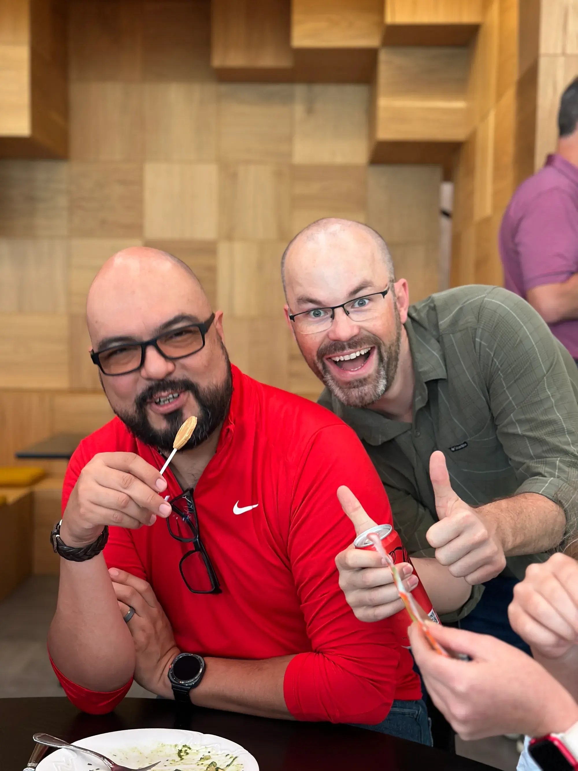 Pricefx senior staff sharing a fun lunchtime moment with colleagues in the Prague office