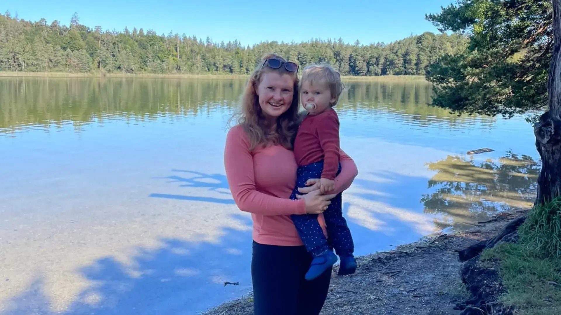 Kate Grusemann with her son in a park
