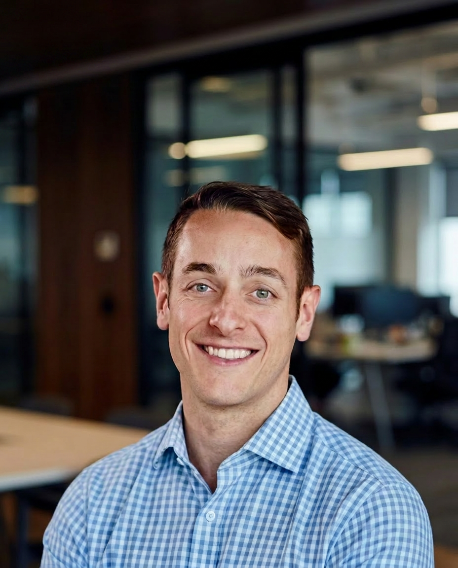 Ryan Farrell smiling in a professional portrait in the office