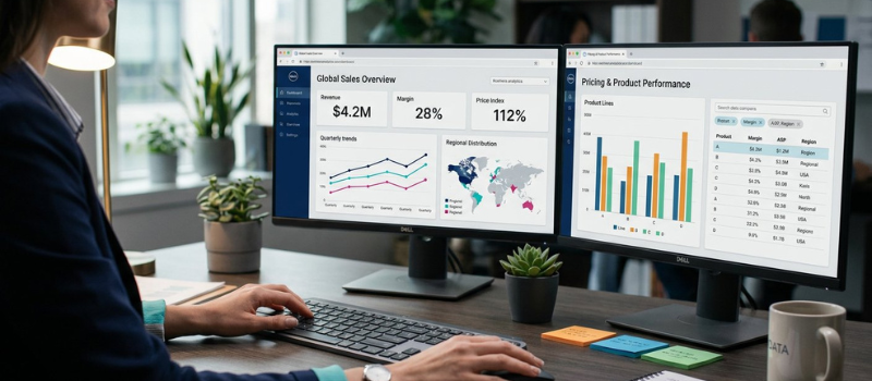 Business analyst dual monitors