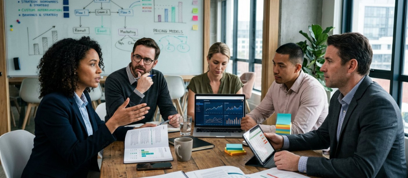 Business team meeting pricing