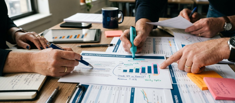 Hands reviewing financials