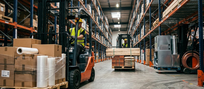 Industrial warehouse forklifts