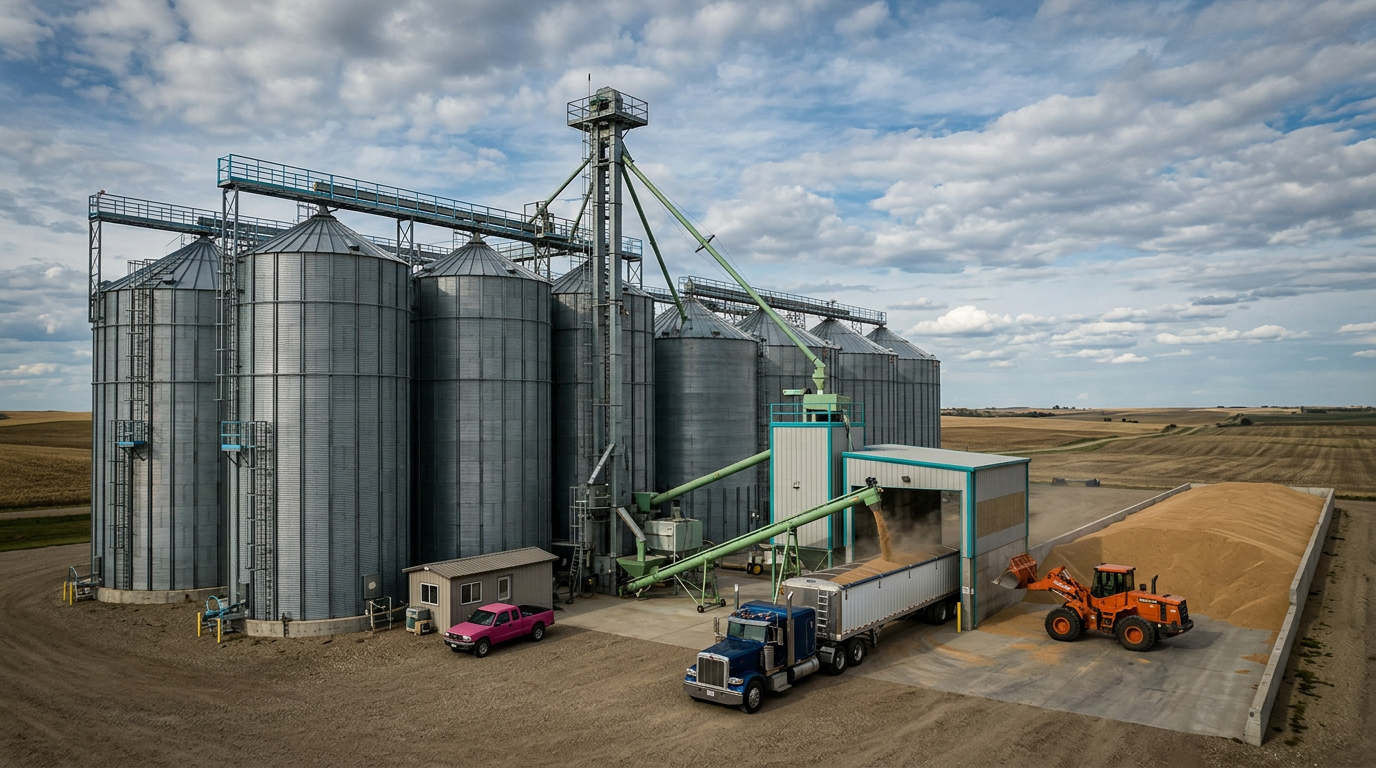 Grain silos loading area buildup
