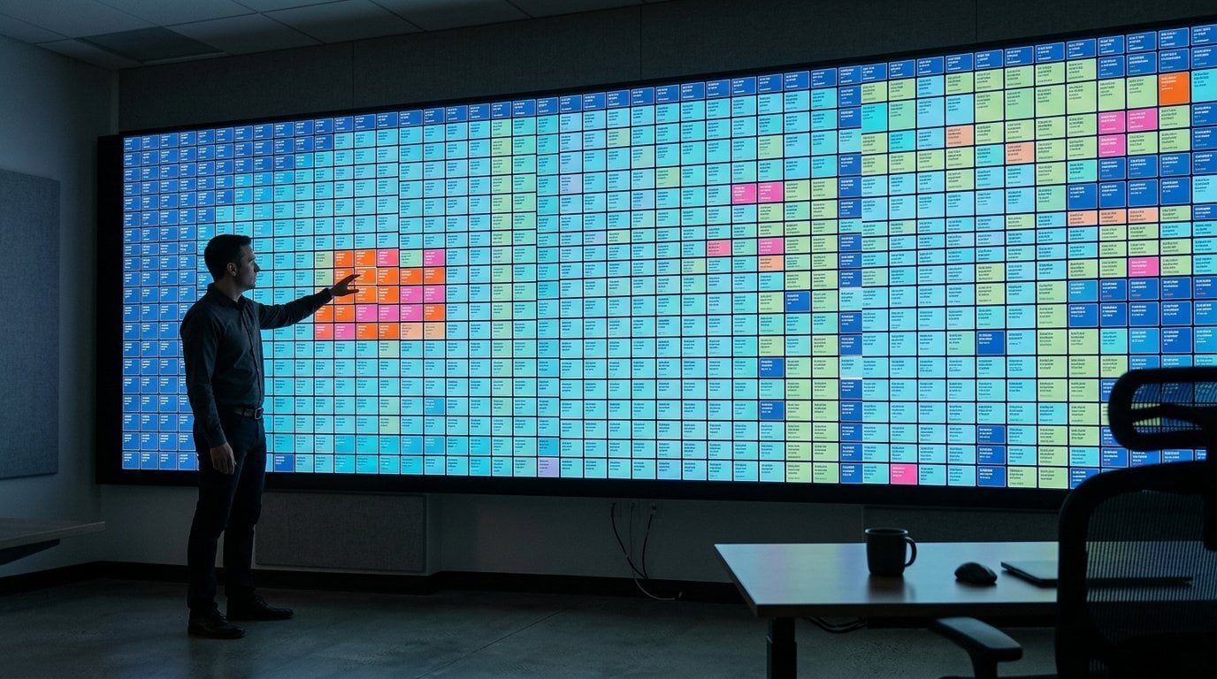 Analytics complexity room ultrawide display