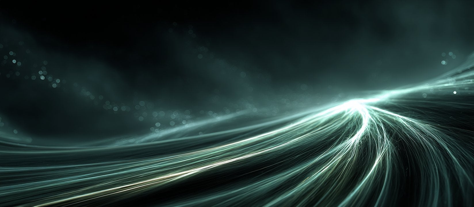 Bright converging light paths suggesting rapid, scalable network traffic