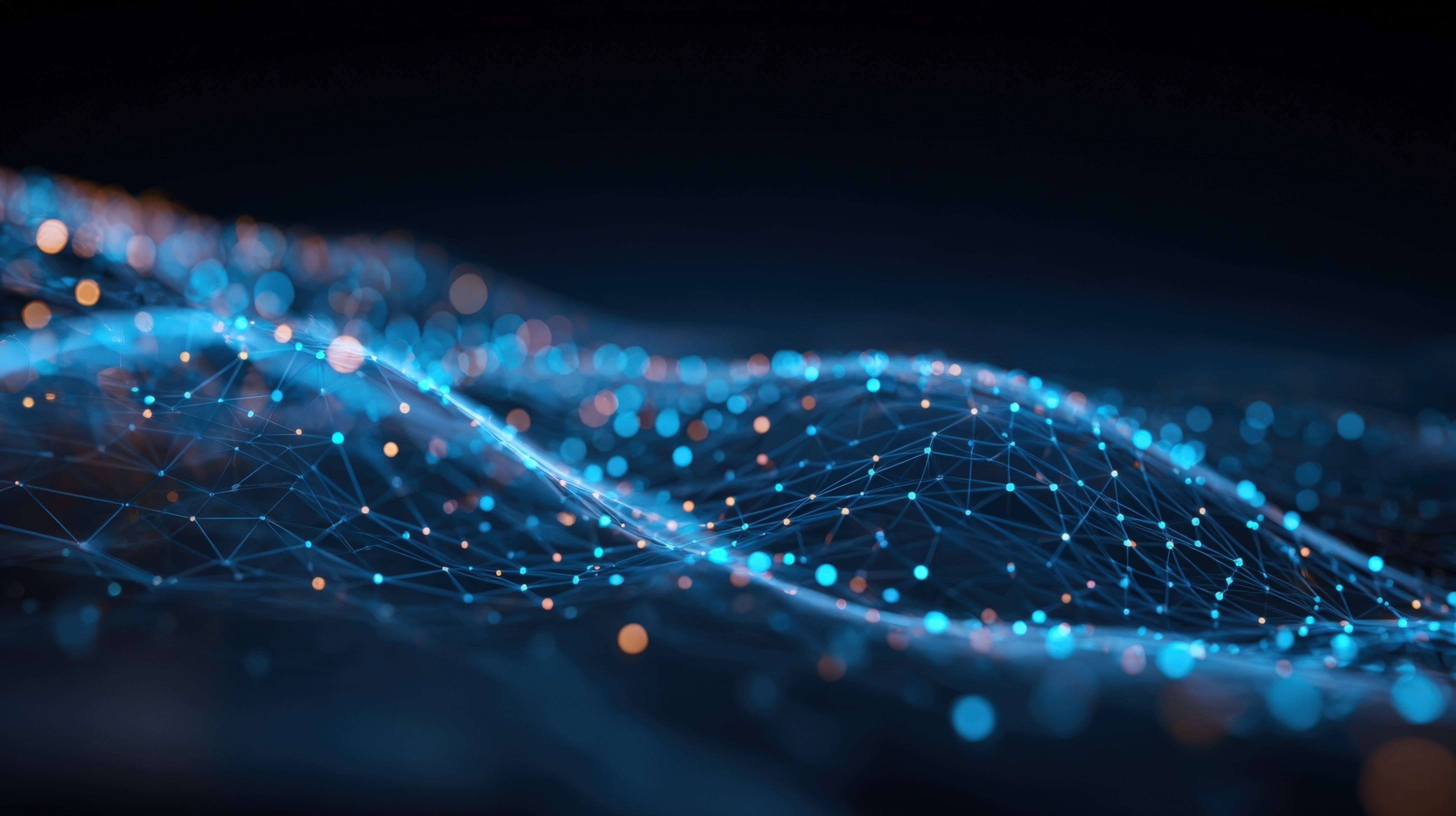 Glowing network wave of connected points suggesting real-time data flow