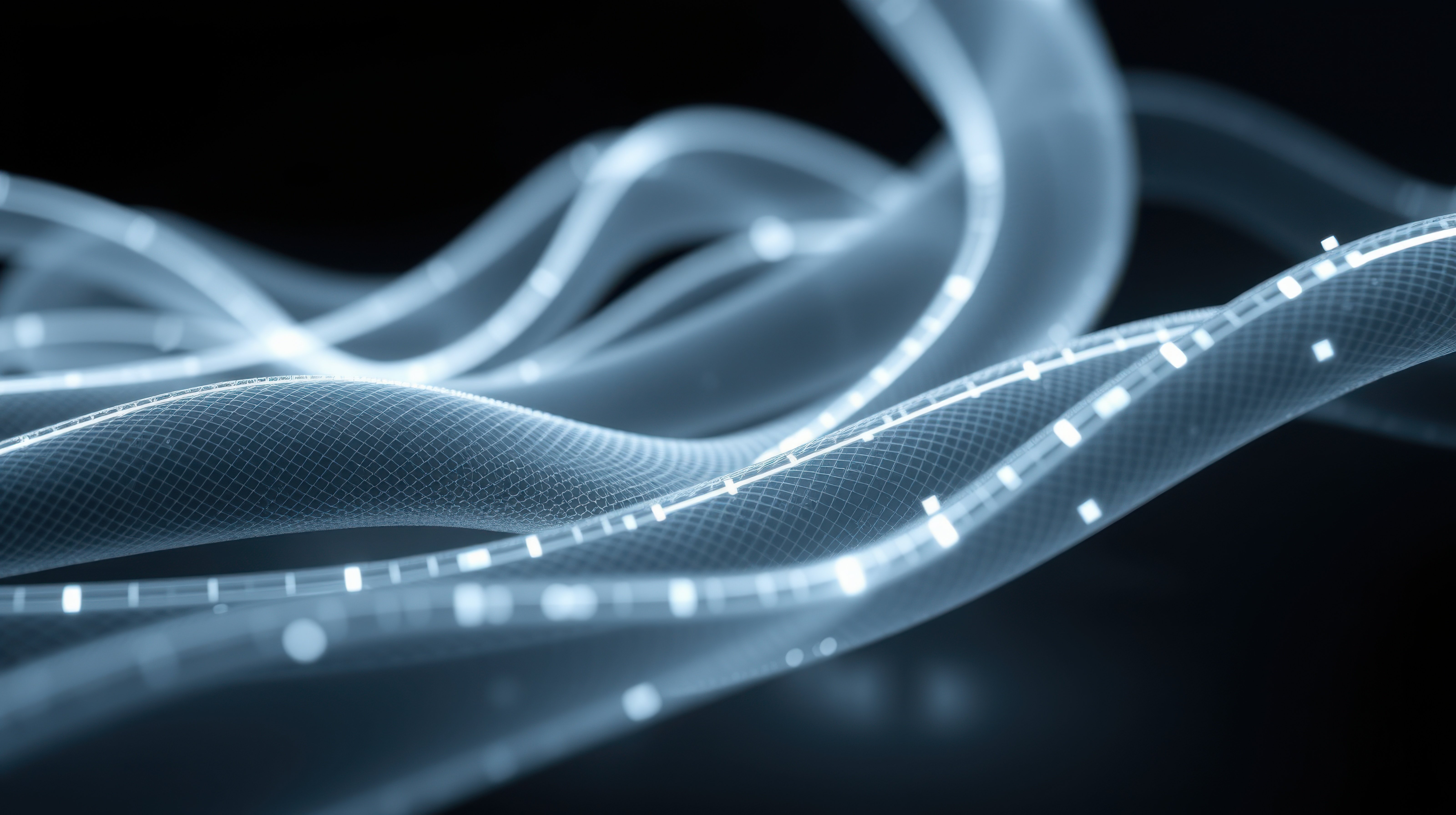 Luminous ribbon-like lines suggesting high-speed digital connectivity