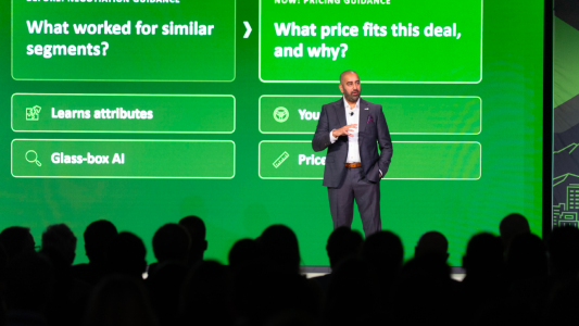 Ronak on accelerate presenting in fromt of green background