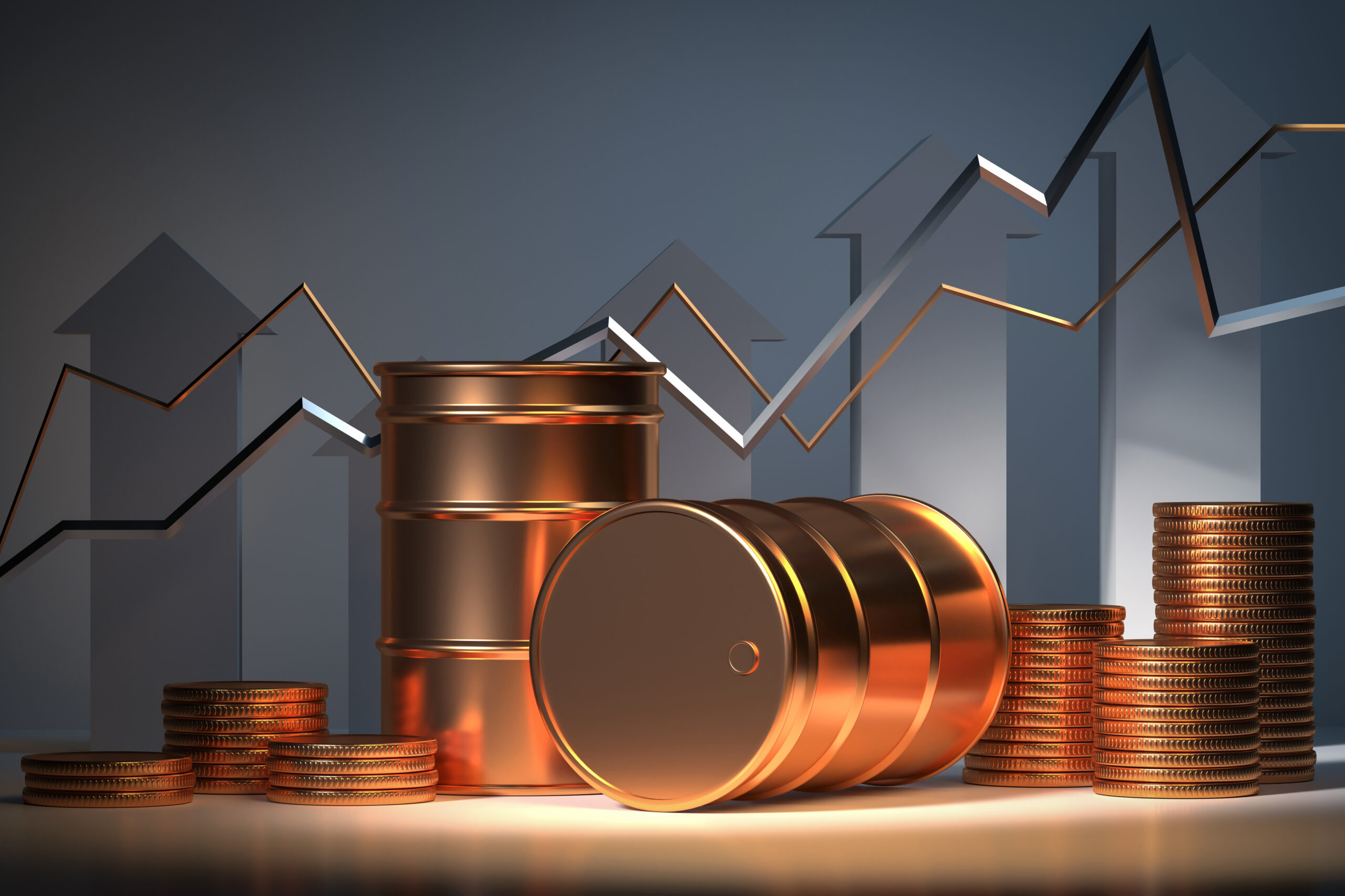 Oil-drums-stacked-coins-with-graph-in-the-background