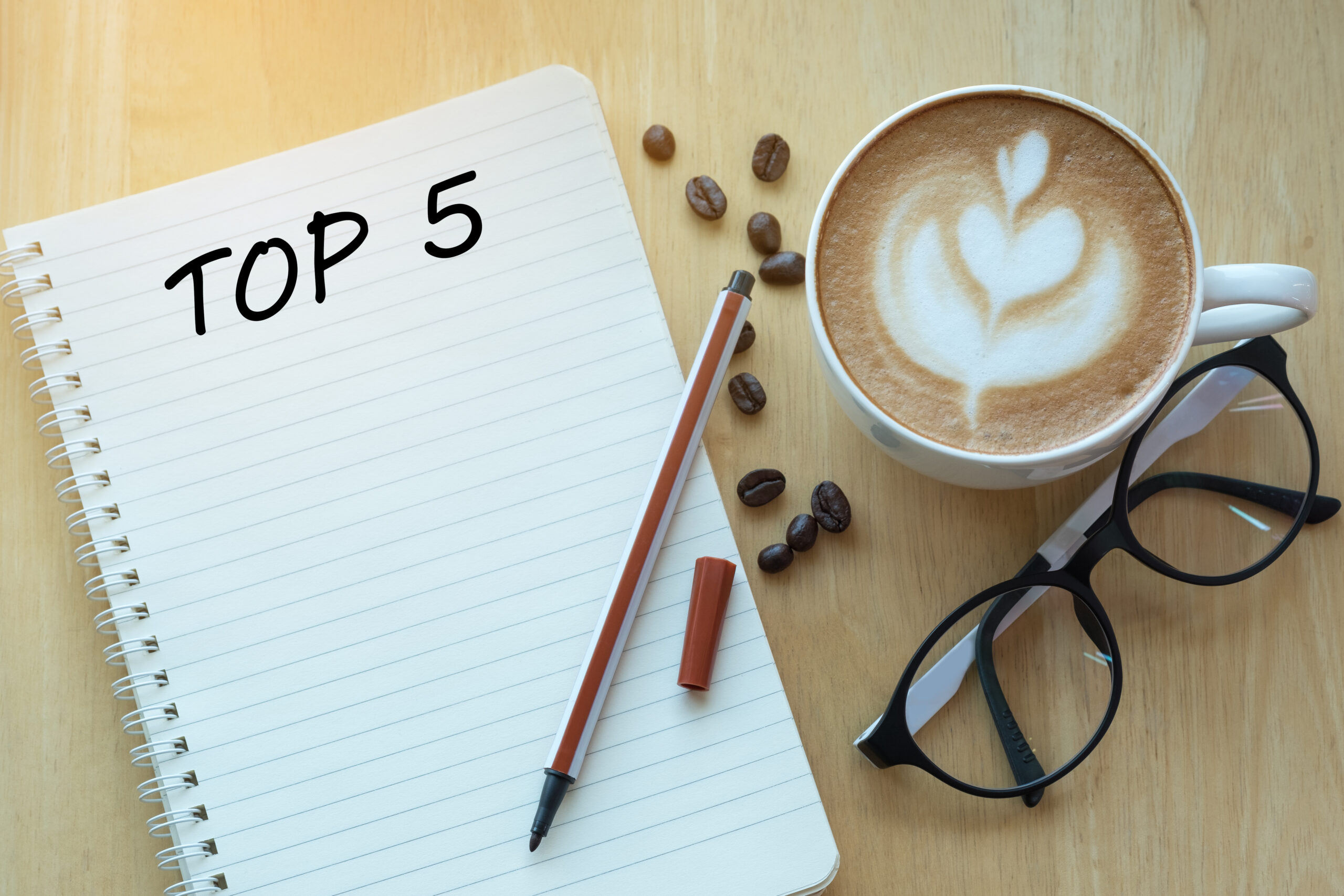 Top-5-Written-On-Notebook-Coffee-Beans-Pen-Glasses-Cup-of-Coffee