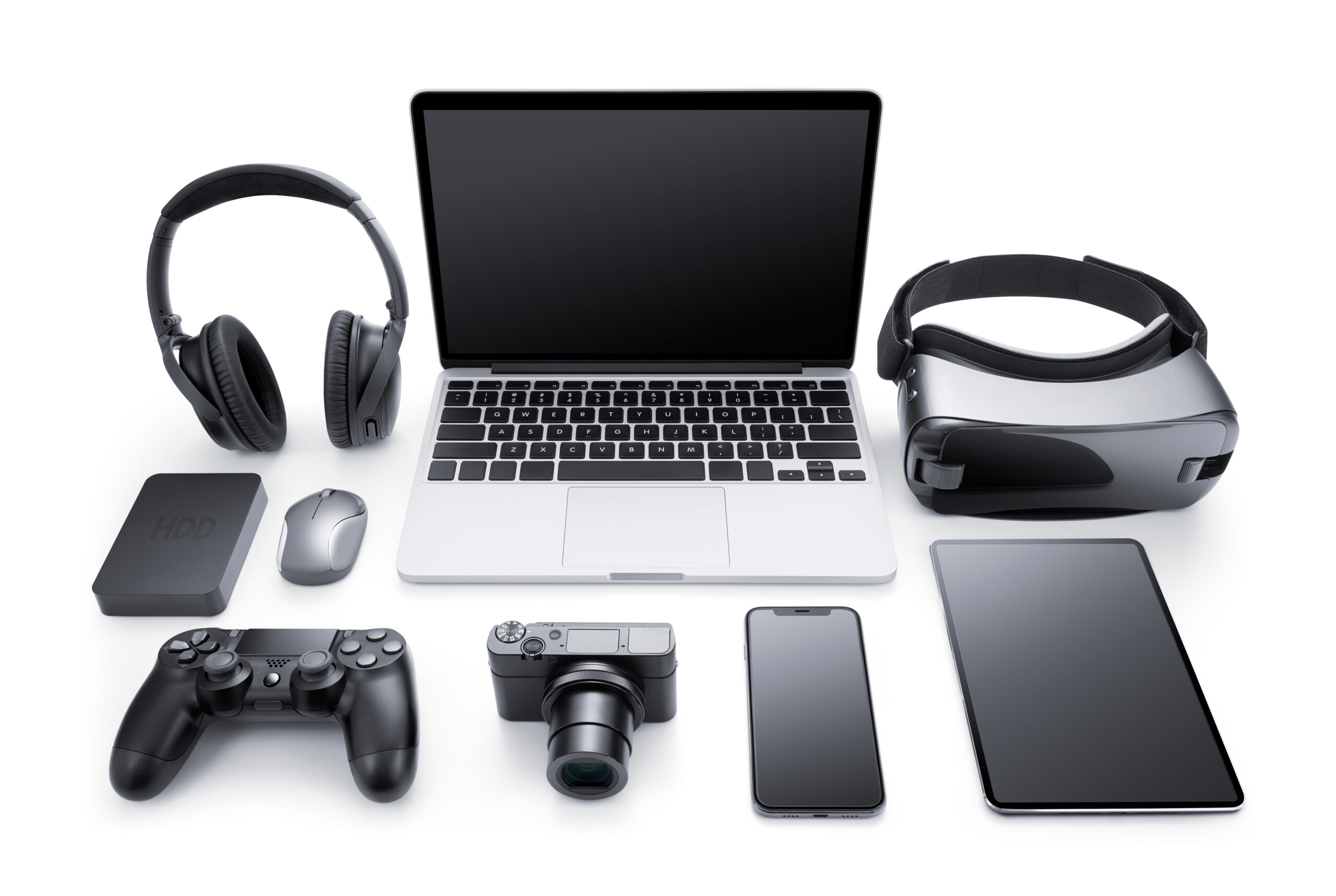 Laptop-and-various-modern-high-tech-connected-devices